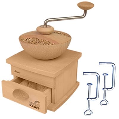 Handmühle Mulino-Set mit 2 Tischklammern, Kornkraft
